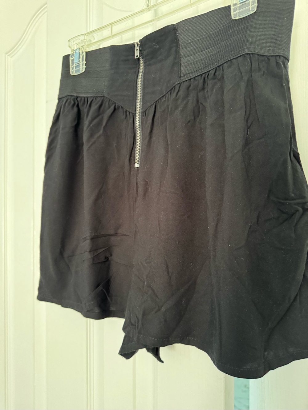 Black High-Waist Shorts with Front Zip